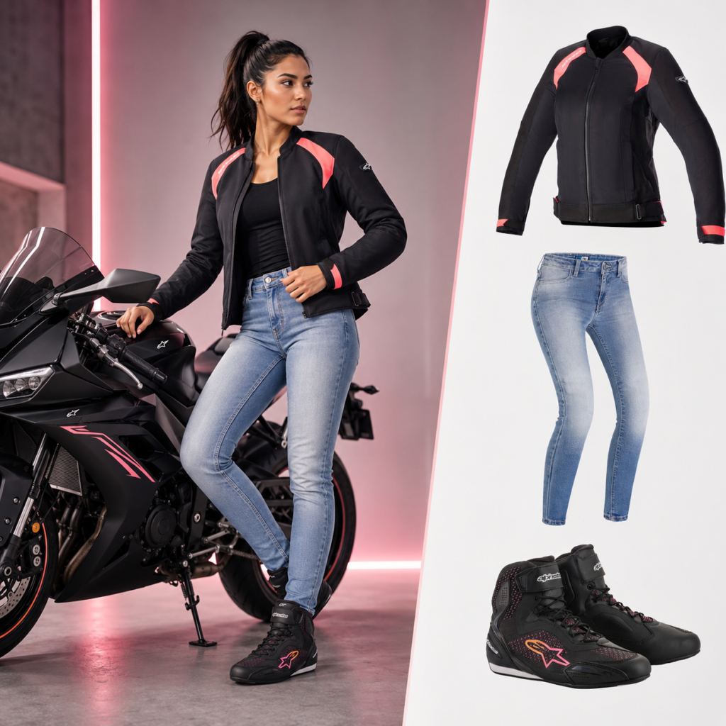 Kalhoty Ginerva PMJ, bunda Alpinestars Stella Eloise, boty Alpinestars Faster